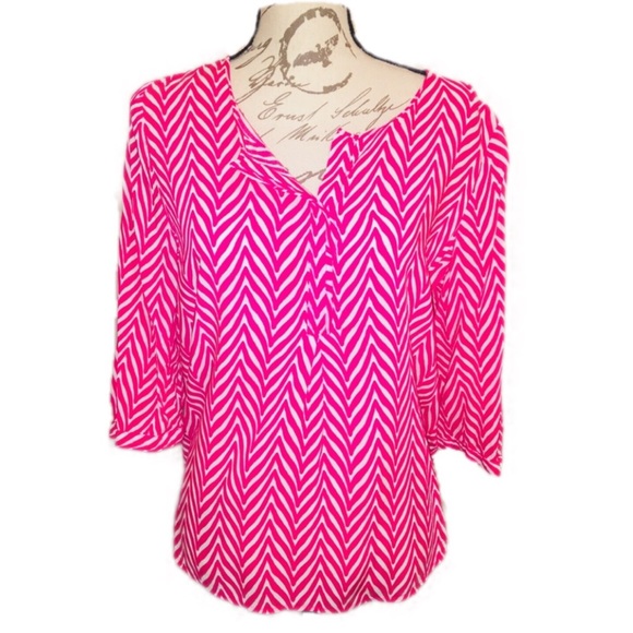 Stylus Tops - 5️⃣Stylus | Pink Chevron  Sheer Top Size Large